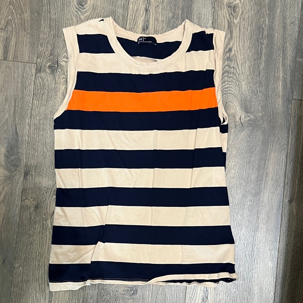 GAP Navy and Beige Striped Sleeveless Tank